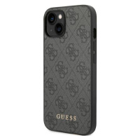 Plastové puzdro Guess na Apple iPhone 14 Pro GUHCP14LG4GFGR 4G Gold Logo sivé