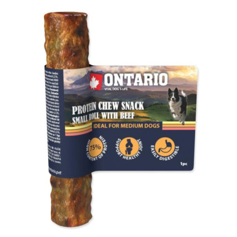 Pochúťka Ontario Protein hovädzie, žuvacia rolka malá 12,7cm, Medium