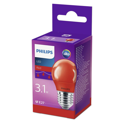 LED žiarovka E27 P45 3,1 W, červená Philips