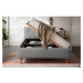 Sivá čalúnená dvojlôžková posteľ s úložným priestorom a roštom 140x200 cm Mattis – Meise Möbel