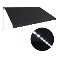 Ručne zaťahovacia markíza s LED svetlom 450x300 cm Dekorhome Antracit