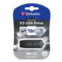 Verbatim USB flash disk, USB 3.0, 16GB, V3, Store N Go, černý, 49172, USB A, s výsuvným konektor
