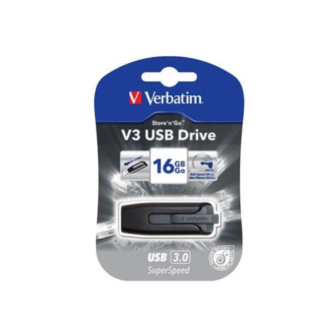 Verbatim USB flash disk, USB 3.0, 16GB, V3, Store N Go, černý, 49172, USB A, s výsuvným konektor