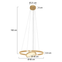 LED závesné svietidlo Ringlux 3-pl. Ø 60 cm zlatá
