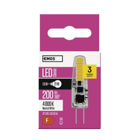 EMOS LED žiarovka Classic JC G4 1,9W neutrálna biela