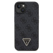 Guess PU 4G Strass Triangle Metal Logo Zadný Kryt pre iPhone 15 Black