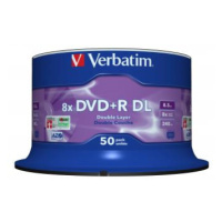 Verbatim DVD+R DL, Double Layer Matt Silver, 43758, 8.5GB, 8x, spindle, 50-pack, 12cm, pro archi