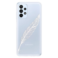 Odolné silikónové puzdro iSaprio - Writing By Feather - white - Samsung Galaxy A23 / A23 5G