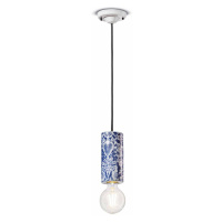 PI závesná lampa, kvetinový vzor Ø 8 cm modrá/biela