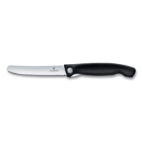 Victorinox skladací desiatový nôž Swiss Classic, čierny, vlnité ostrie 11 cm