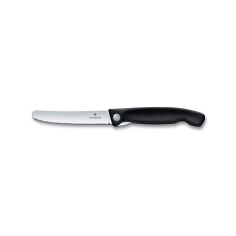 Victorinox skladací desiatový nôž Swiss Classic, čierny, vlnité ostrie 11 cm