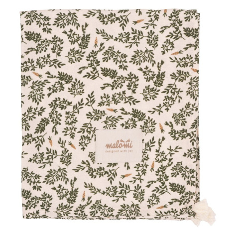 Zelená/krémovobiela bambusová zavinovacia detská deka 120x120 cm Green Floral – Malomi Kids