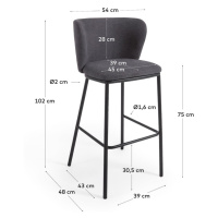 Tmavosivá barová stolička 102 cm Ciselia – Kave Home