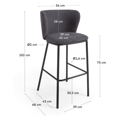 Tmavosivá barová stolička 102 cm Ciselia – Kave Home