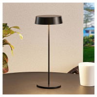 Nabíjateľná stolová lampa Lucande LED Tibia, čierna, hliník, USB, IP54