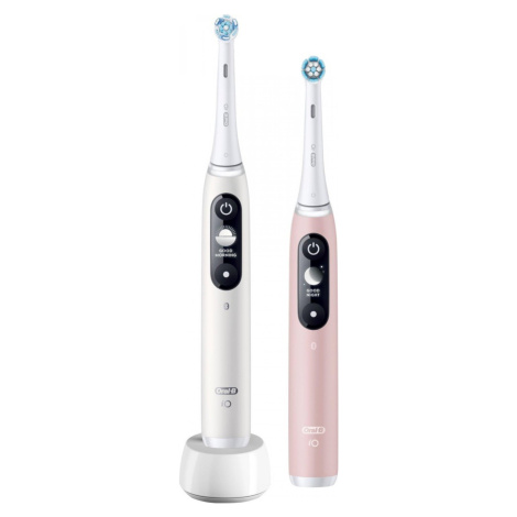 Oral-B iO Series 6 Duo White & Pink Sand set elektrických zubných kefiek, 5 režimov, AI, časovač