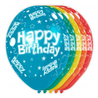 Balóniky latexové Happy Birthday farebné s hviezdičkami 5 ks ALBI