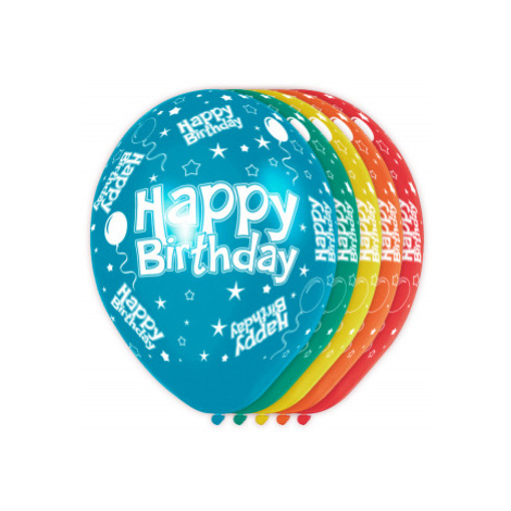 Balóniky latexové Happy Birthday farebné s hviezdičkami 5 ks ALBI