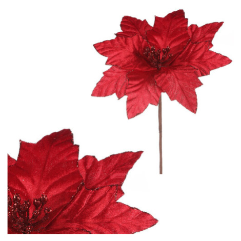 Kvet vianočnéj ruže 22 cm, zamat, červená