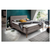 Hnedá a sivá čalúnená dvojlôžková posteľ s matracom Meise Möbel Massello, 160 x 200 cm