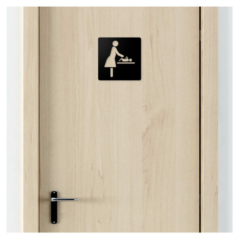Drevený piktogram na dvere - Prebaľovací pult, Čierna