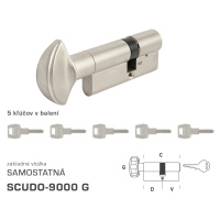 AGB - Vložka SCUDO 9000 S G obojstranná cylindrická vložka 40+30 mm + 5x kľúč Nikel matný