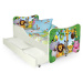 HALMAR Happy Jungle detská posteľ s roštom a matracom biela / kombinácia farieb