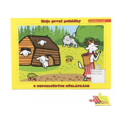 Puzzle doskové O neposlušných kozliatkach 26x17cm 24 dielikov Moje prvé rozprávky