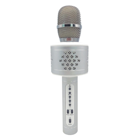 TEDDIES Mikrofón karaoke bluetooth strieborný na batérie s USB káblom