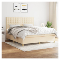 vidaXL Posteľný rám boxspring s matracom krémový 160x200 cm látka