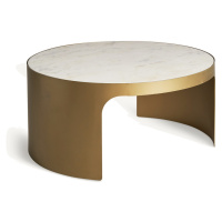 Estila Luxusný art deco okrúhly konferenčný stolík Moneo s bielou mramorovou doskou a zlatou pod