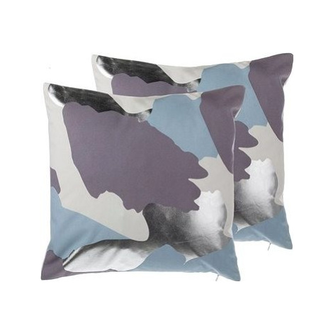 BELIANI, Sada 2 bavlnených vankúšov abstraktná 45 × 45 cm fialová so strieborným IXIA, 205742