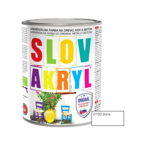 SLOVAKRYL - Univerzálna vodou riediteľná farba 0,75 kg 0100 - biela