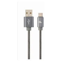 GEMBIRD Kábel USB 2.0 AM na Type-C kábel (AM/CM), 2m, metalická špirála, sivý, blister, PREMIUM 