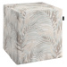 Dekoria Taburetka tvrdá, kocka, béžové a krémové palmové listy na bielom pozadí , 40 x 40 x 40 c