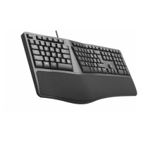 C-TECH Klávesnice KB-113E USB, ERGO,  černá, CZ/SK