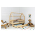 Domčeková detská posteľ z borovicového dreva s úložným priestorom a výsuvným lôžkom v prírodnej 