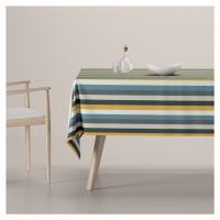 Dekoria Obrus na stôl obdĺžnikový, pásy v odtieňoch žlto-hnedo-modrých farbách, Vintage 70's, 14
