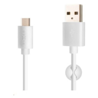 FIXED dátový a nabíjací kábel, USB-A -> USB-C, 20 W, dĺžka 2 m, biela