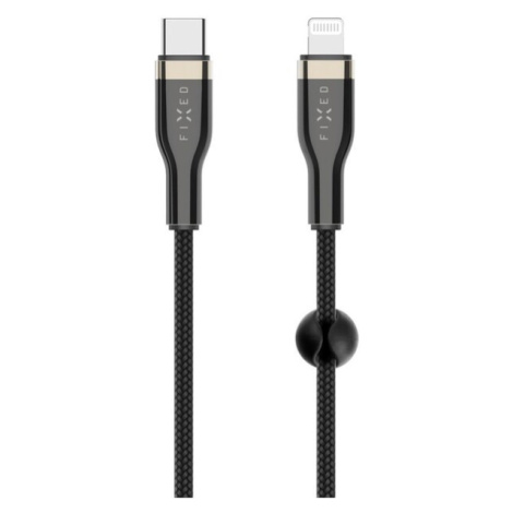 FIXED opletený kábel USB-C/Lightning (PD), MFi, 2m, čierny