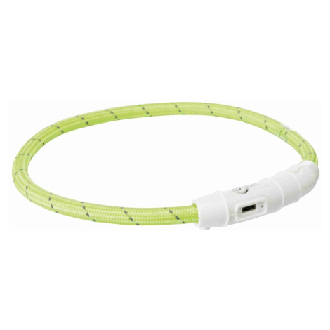 Trixie Flash light band USB, TPU/nylon, M–L: 45 cm/ř 7 mm, green