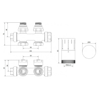 Mexen duplex G05, uhlová/priama termostatická súprava s pripojením DN50, antracitová, W908-958-6