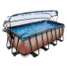 Bazén s krytom a pieskovou filtráciou Wood pool Exit Toys oceľová konštrukcia 400*200*122 cm hne