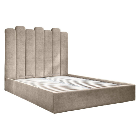 Béžová čalúnená dvojlôžková posteľ s úložným priestorom s roštom 160x200 cm Dreamy Aurora – Miuf Miuform