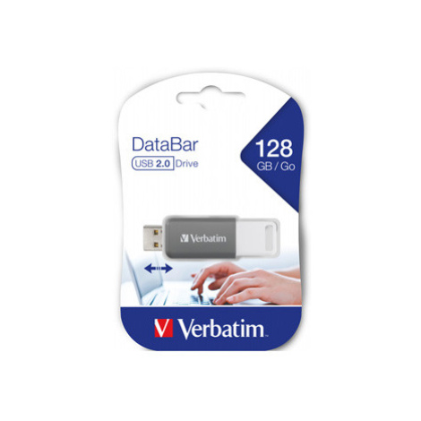 Verbatim USB flash disk, USB 2.0, 128GB, DataBar, šedý, 49456, pro archivaci dat