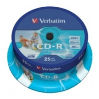 CD-R VERBATIM Printable 700MB 52x spindle (bal=25ks)