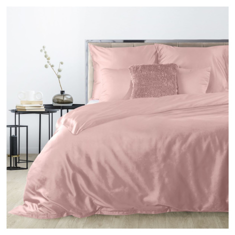Ružové posteľné obliečky DINA z vysoko kvalitného bavlneného saténu 140x200 cm, 70x80 cm Eurofirany