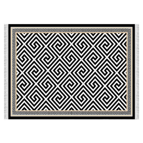 Koberec, čierno-biely vzor, 80x150, MOTIVE Tempo Kondela