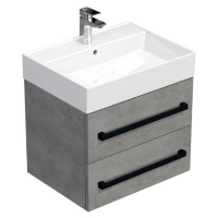 Kúpeľňová skrinka s čiernou úchytkou a umývadlom SAT Cube Way 60x71x46 cm betón mat CUBE46C603BE