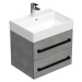 Kúpeľňová skrinka s čiernou úchytkou a umývadlom SAT Cube Way 60x71x46 cm betón mat CUBE46C603BE